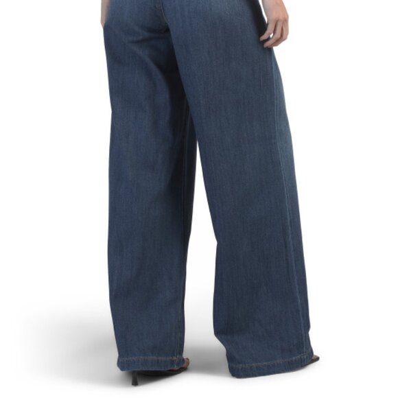 NEW HIDDEN Dark Wash Inseam Wide Leg Trousers in Dark Blue for women 825 3t2 - Picture 5 of 6